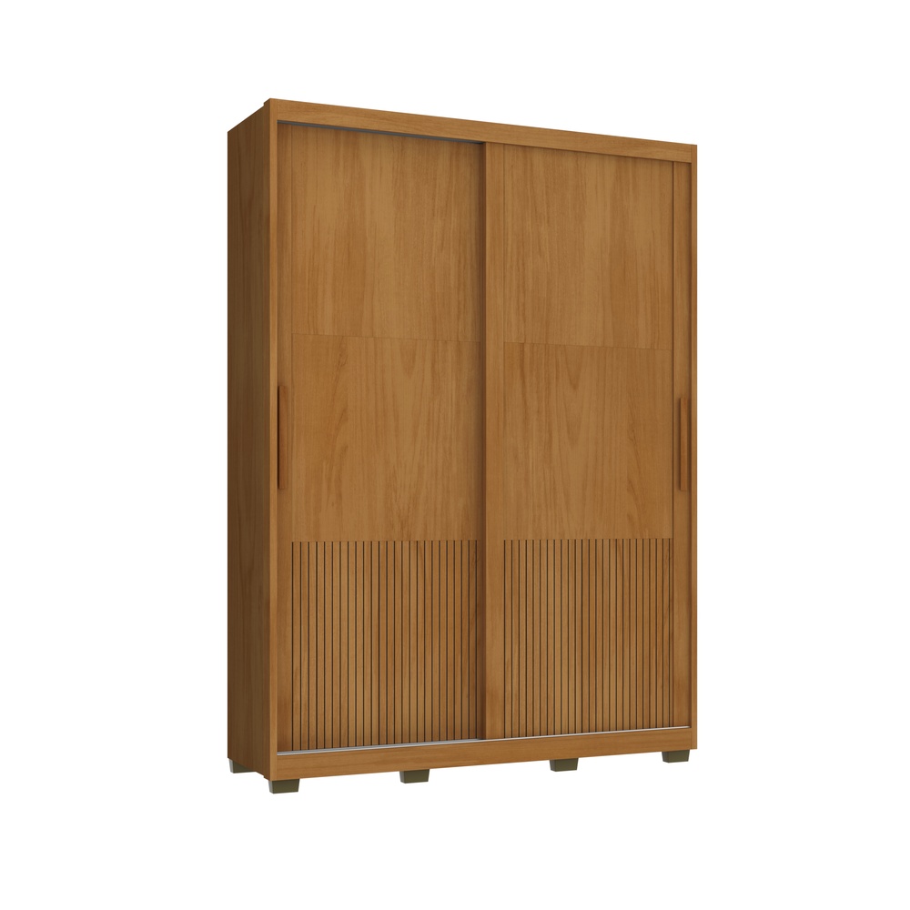 Roupeiro Sírus 170cm 2 Portas 3 Gavetas Mdf Nature / Nature / Champanhe  C/ Grafiatto S/ Espelho 527