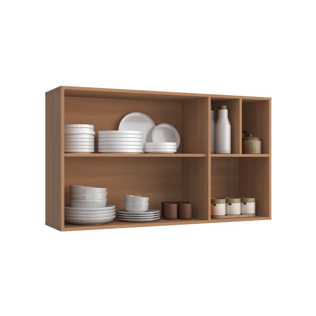 Armário Aéreo Alto 120cm 2 Portas Mdp Rovere / Rovere C/ Nicho Externo Linha Havana 3609