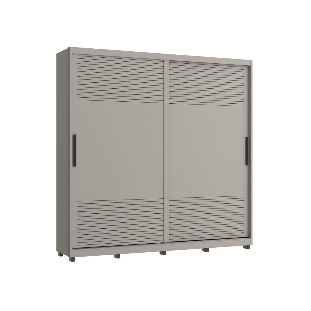 Roupeiro Malthus 237cm 2 Portas 3 Gavetas Mdf Cinza / Cinza Grafiatto S/ Espelho 520