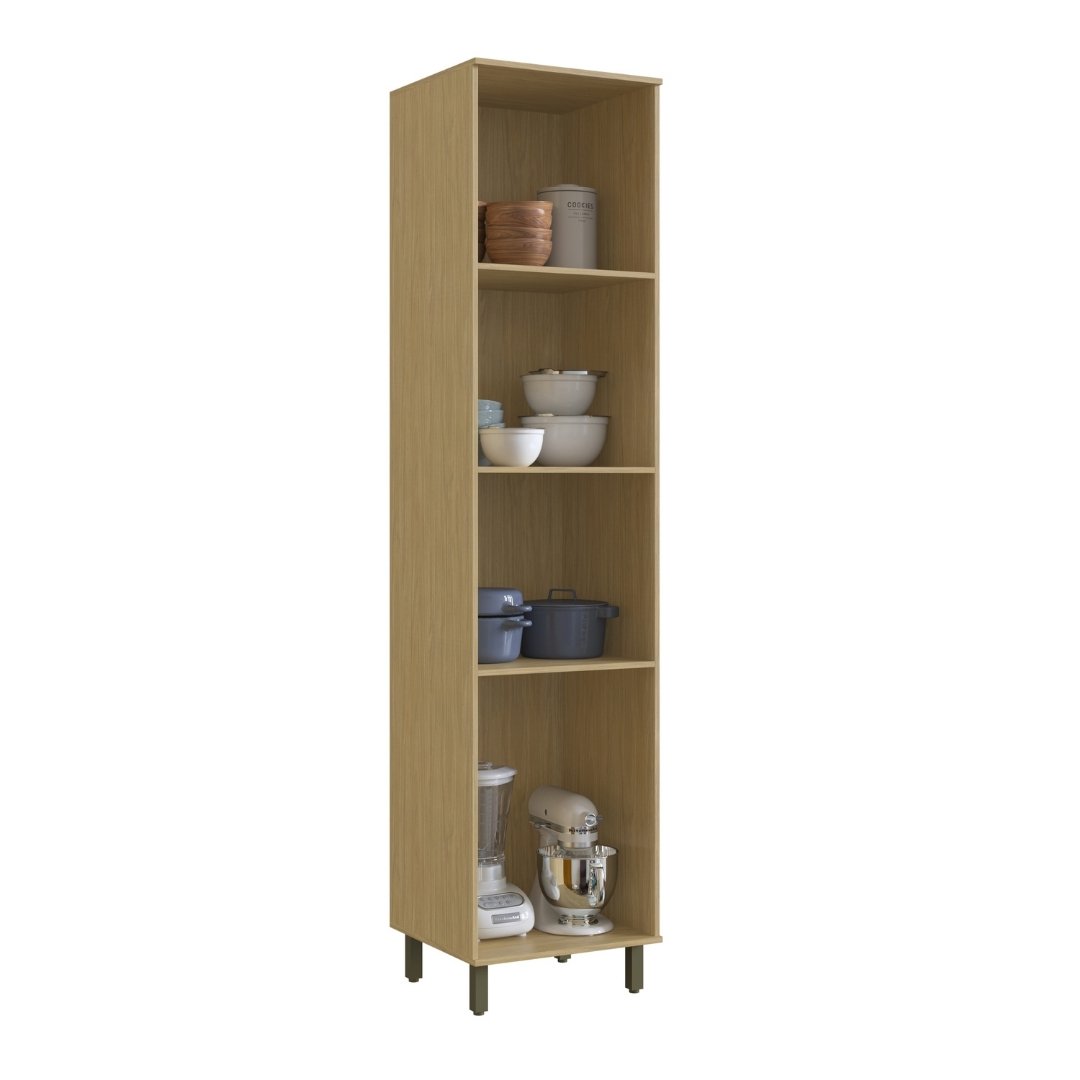 Paneleiro Simples 55cm 2 Portas Mdf Louro Freijó / Champanhe Linha Nova Dubai 3928