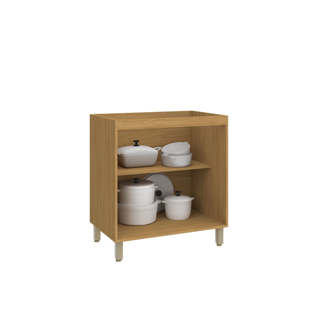 Balcão 80cm 2 Portas Mdf Mascavo / Champanhe S/ Tampo Linha Mira 4638