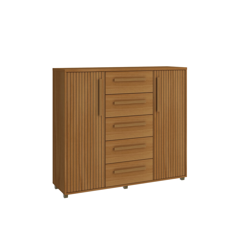 Cômoda Strauss 135cm 2 Portas 5 Gavetas Mdf Nature / Nature 528