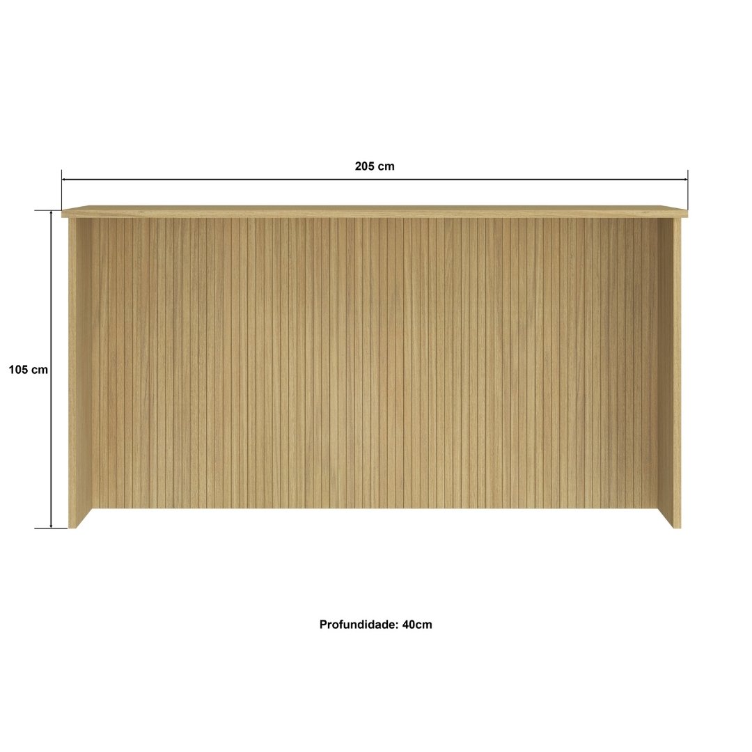 Bancada 200,5cm C/ Detalhes Grafiatto Mdf Louro Freijó C/ Tampo de 25mm Linha Nova Dubai 3933