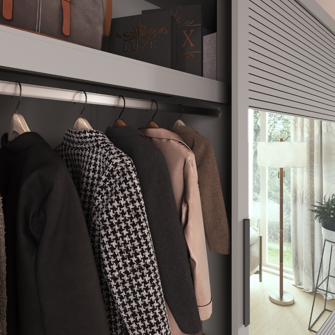 Roupeiro Malthus 237cm 2 Portas 3 Gavetas Mdf Cinza / Cinza Grafiatto C/ Espelho 520