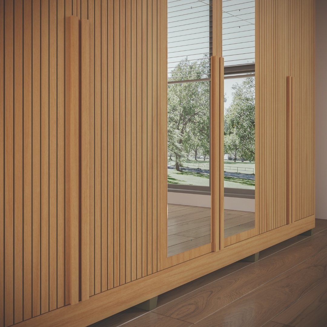 Roupeiro Newton 250cm 6 Portas 4 Gavetas Mdf Nature / Nature Grafiatto C/ Espelho 517