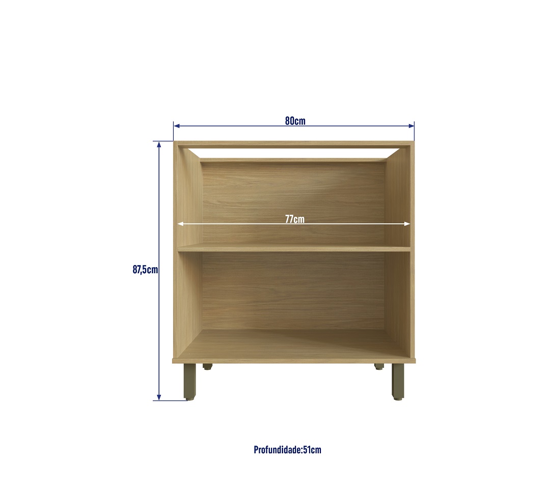 Balcão 80cm 2 Portas Mdf Louro Freijó / Champanhe S/ Tampo Linha Nova Dubai 3938