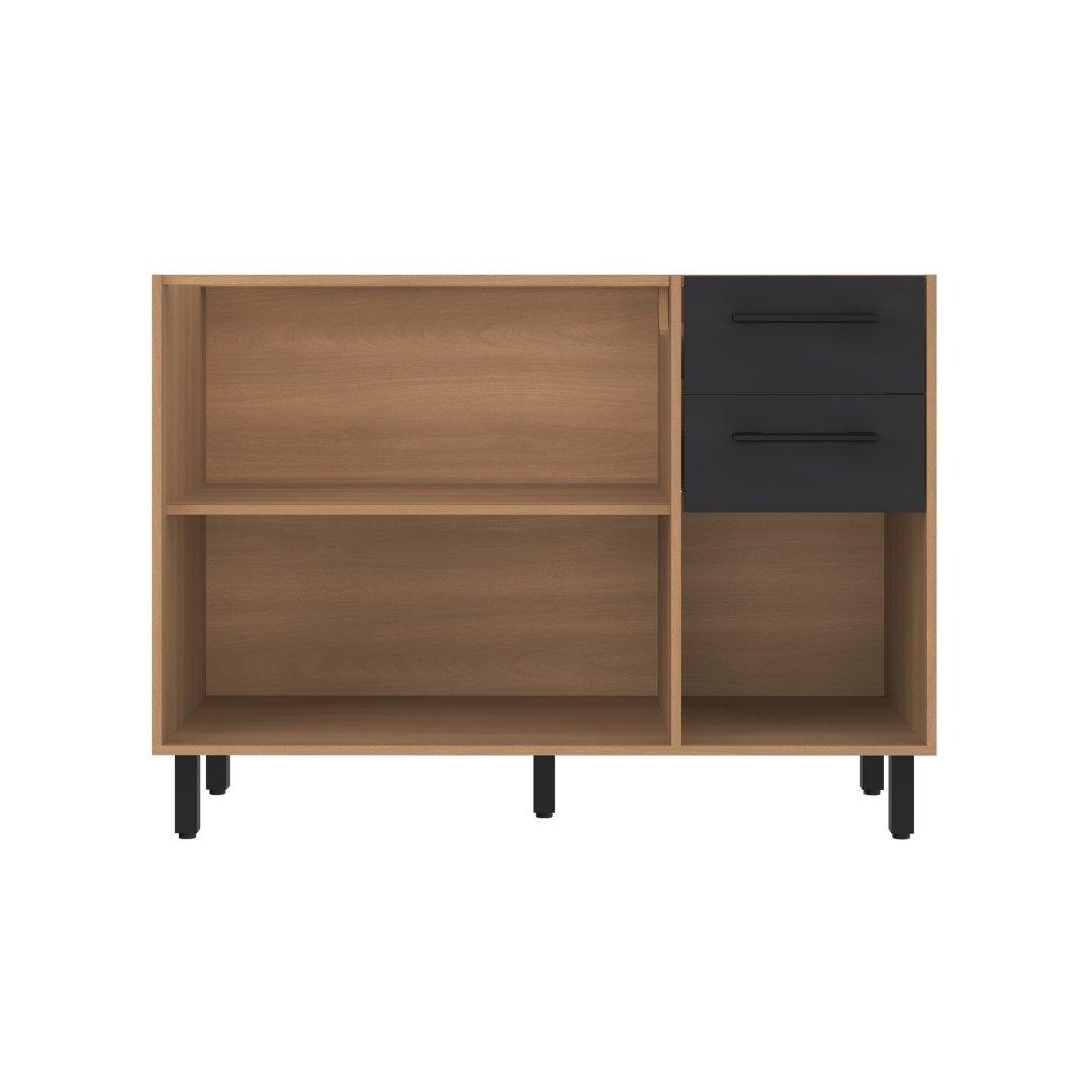 Balcão P/ Pia 120cm 3 Portas 2 Gavetas Mdp Rovere / Grafite Linha Havana 3607