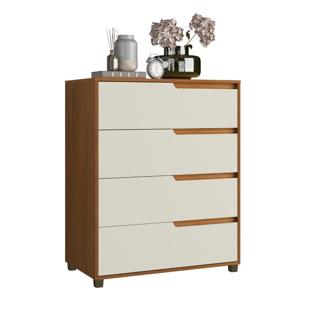 Cômoda Monet 80cm 4 Gavetas Mdf Nature / Champanhe 510
