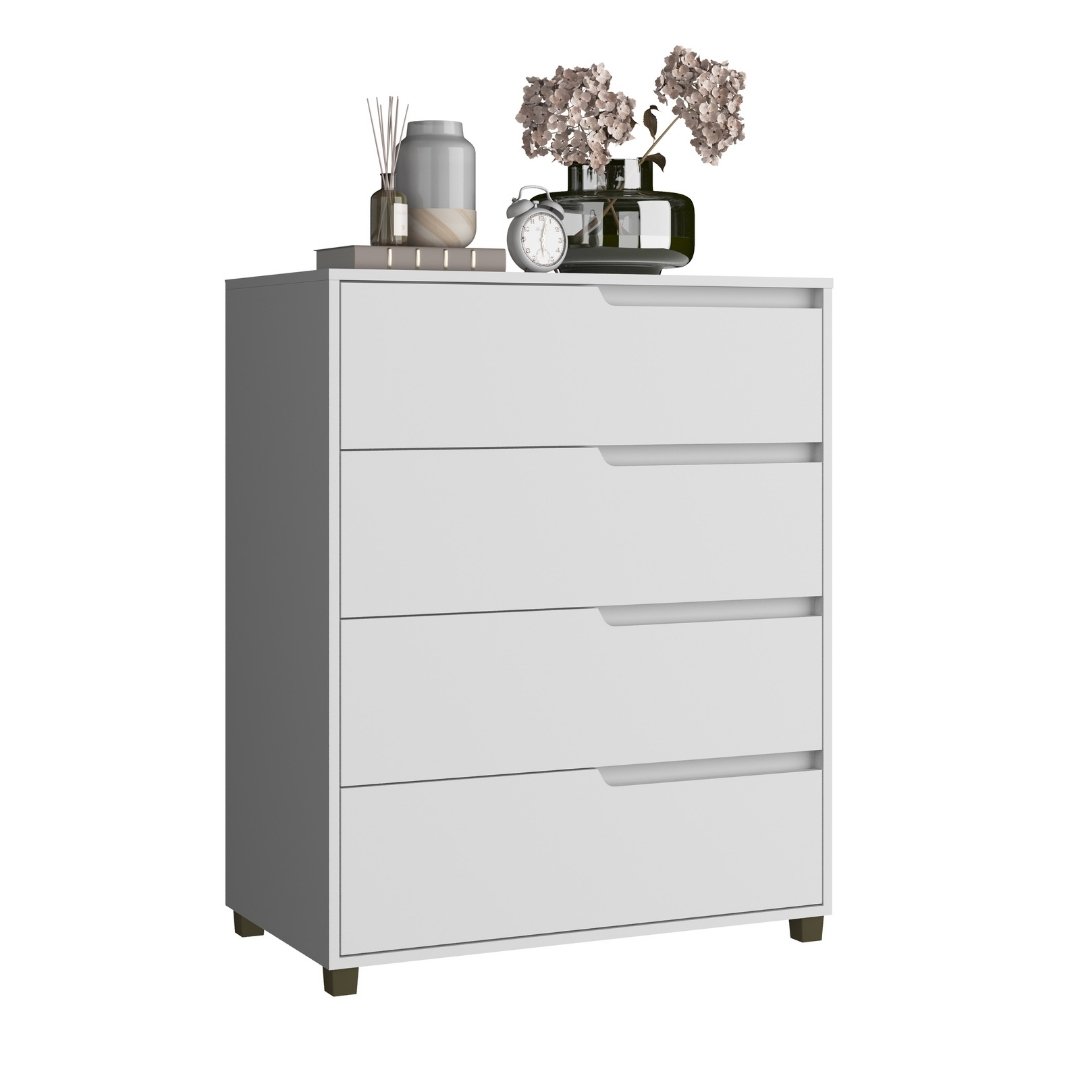 Cômoda Monet 80cm 4 Gavetas Mdf Branco / Branco 510