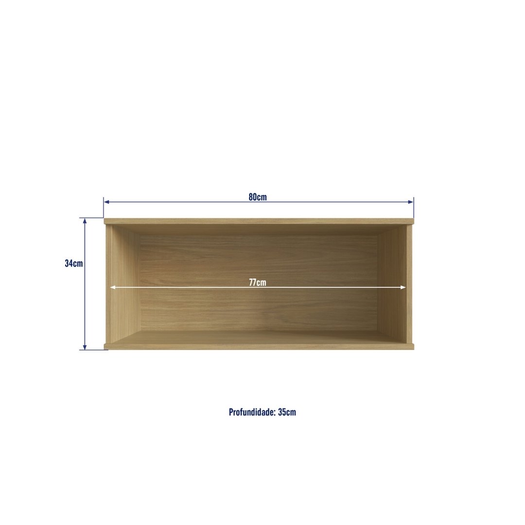 Armário Aéreo Basculante 80cm 1 Porta Mdf Louro Freijó / Louro Freijó Linha Nova Dubai 3971