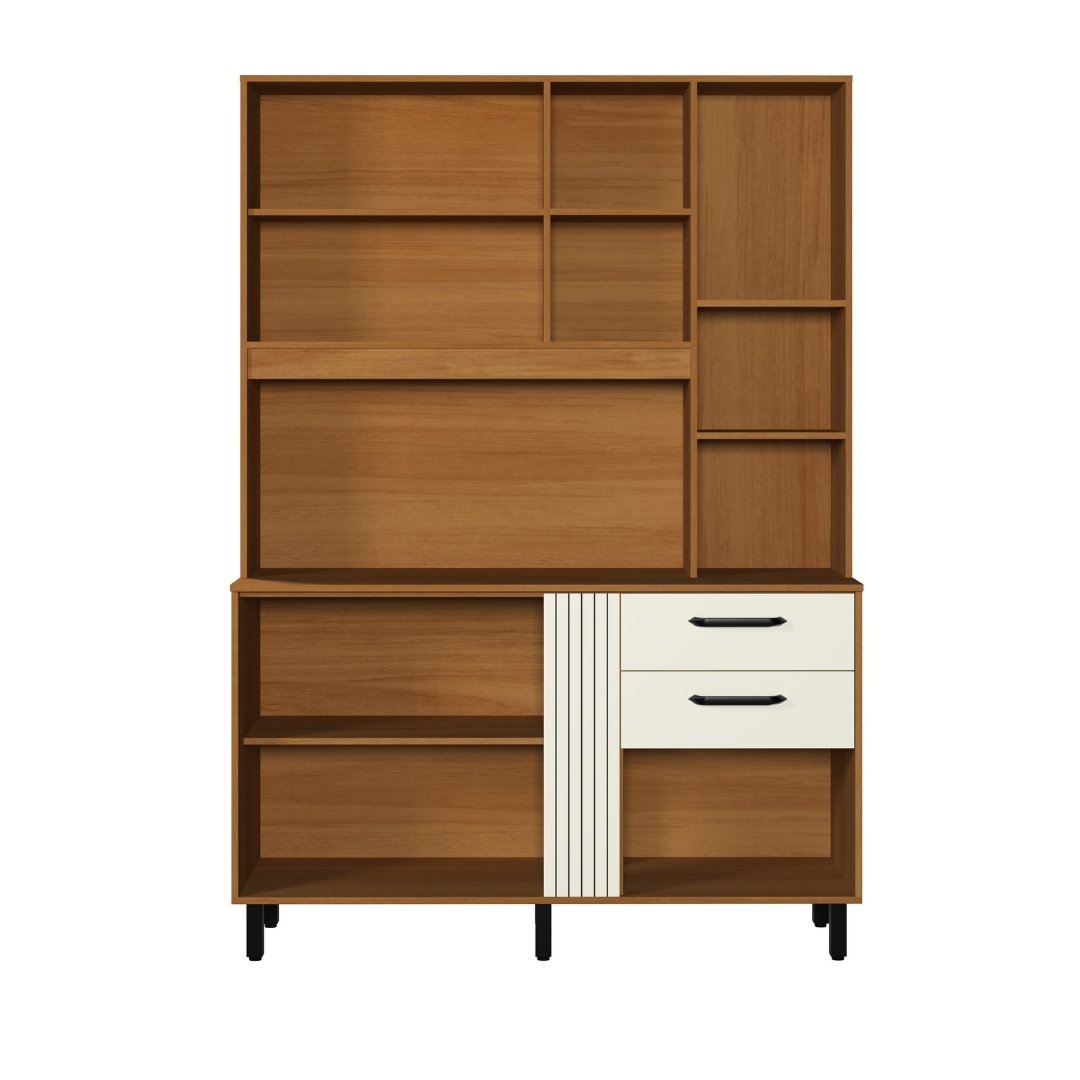 Kit de Cozinha Luna 140cm 6 Portas 2 Gavetas Mdp Nature / Champanhe C/ Tampo 596