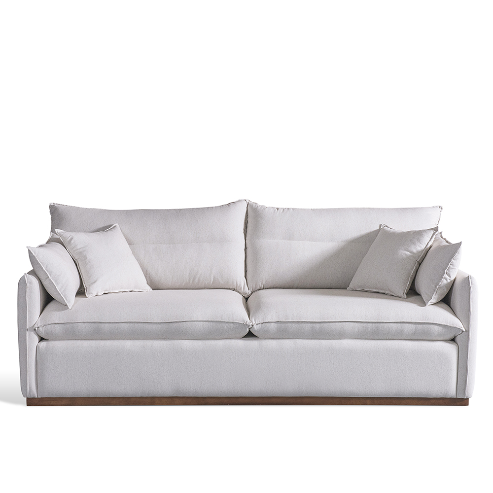 Sofá Franco living 2 lugares assento e encosto fixo linho crú