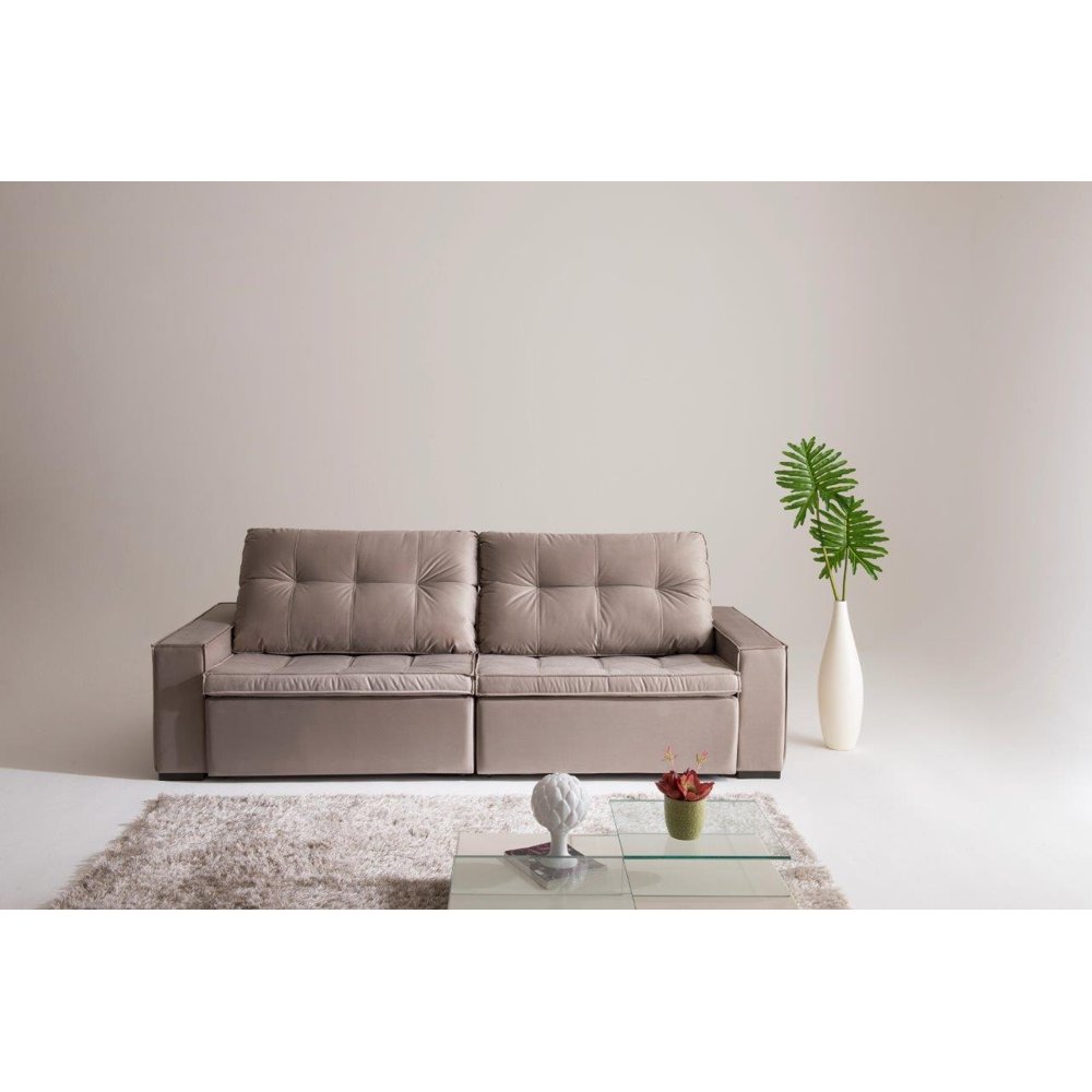Sofá Ópera com assentos em pillow e retráteis e encosto reclináveis