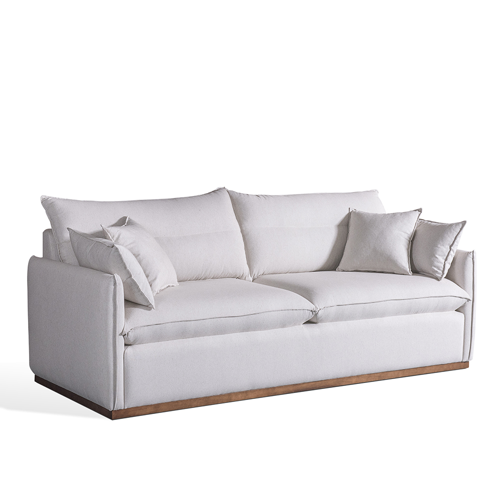 Sof&aacute; Franco living 2 lugares assento e encosto fixo linho cr&uacute;