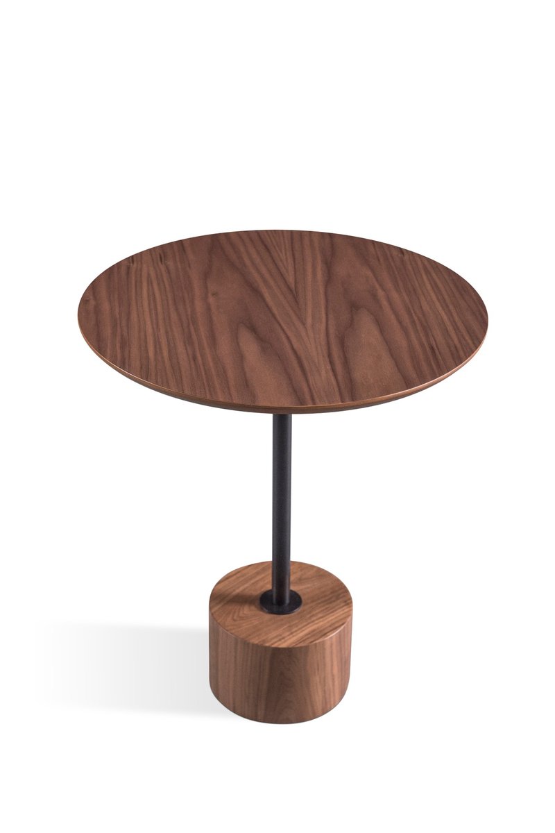 Mesa lateral Argo em aço carbono e madeira 