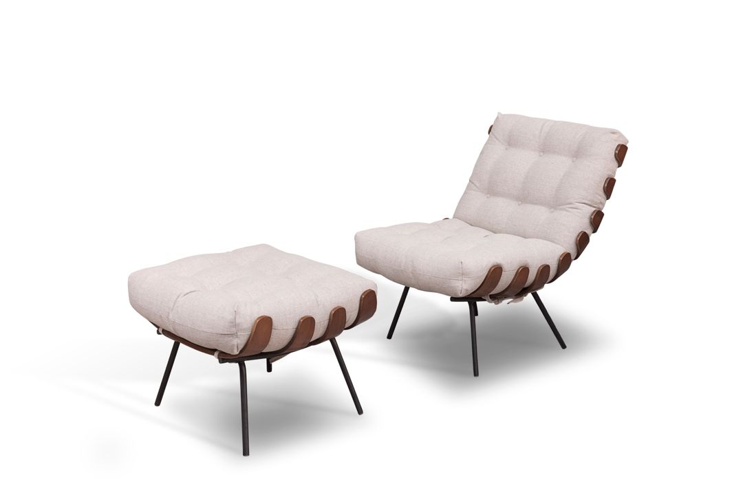 Poltrona Costela e puff base fixa