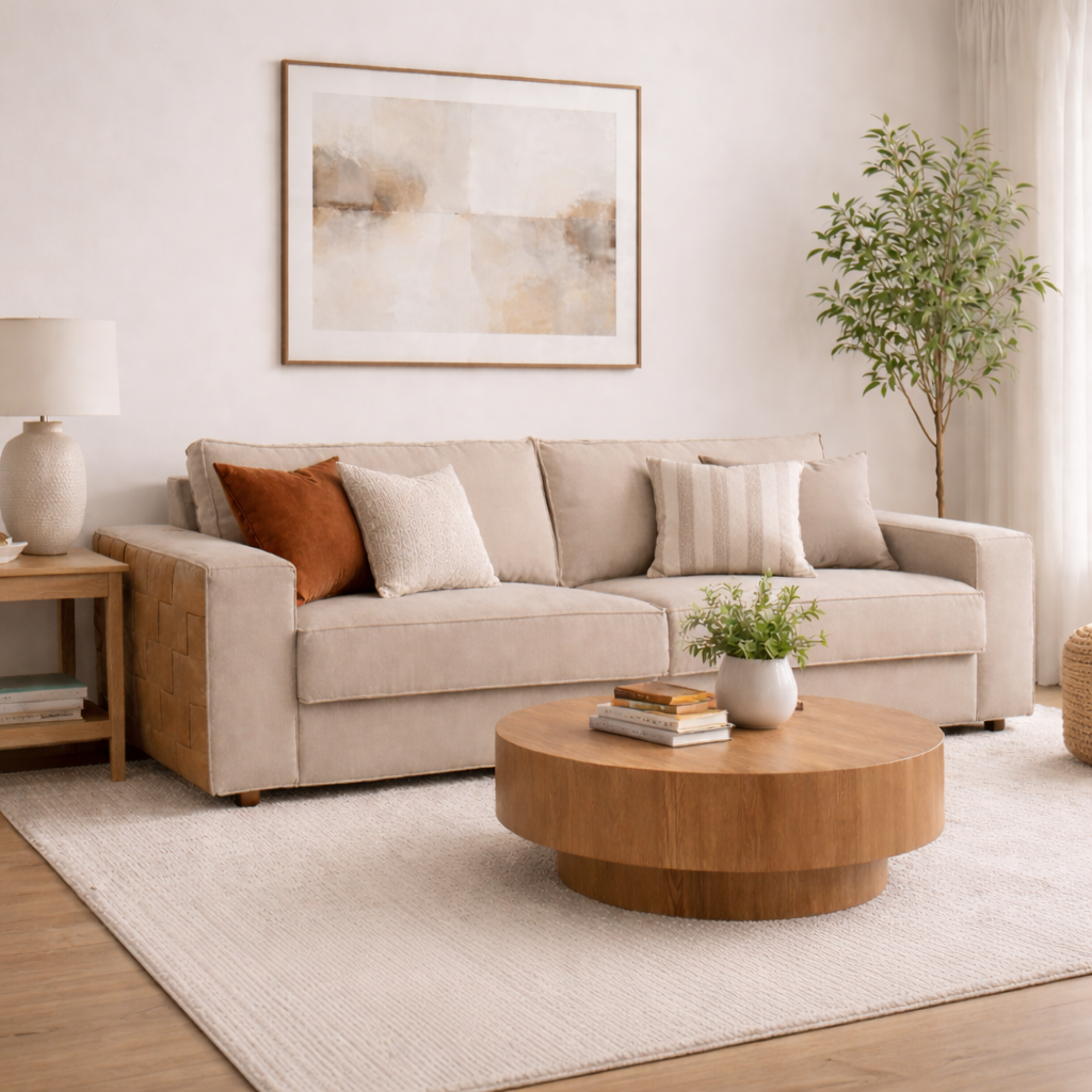 Sofá Francesco assento e encosto fixo com matelassê no braço opcional