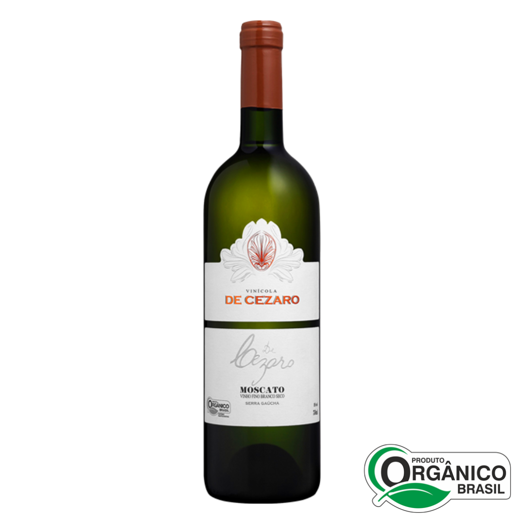 Vinho Fino Branco Seco Moscato 750ml Orgânico e Vegano De Cezaro