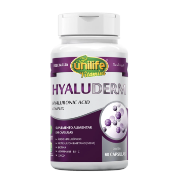 Hyaluderm (60 Capsulas veganas com 650mg de Ácido Hialuronico) UNILIFE