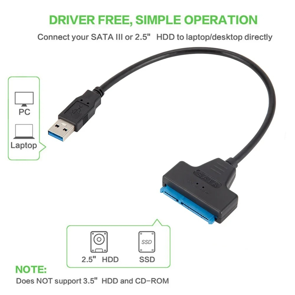 Adaptador USB 3.0 (Macho) p/ SATA3 (Macho) Externo