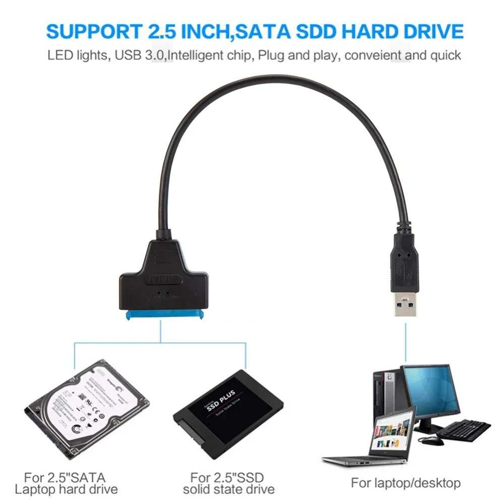 Adaptador USB 3.0 (Macho) p/ SATA3 (Macho) Externo
