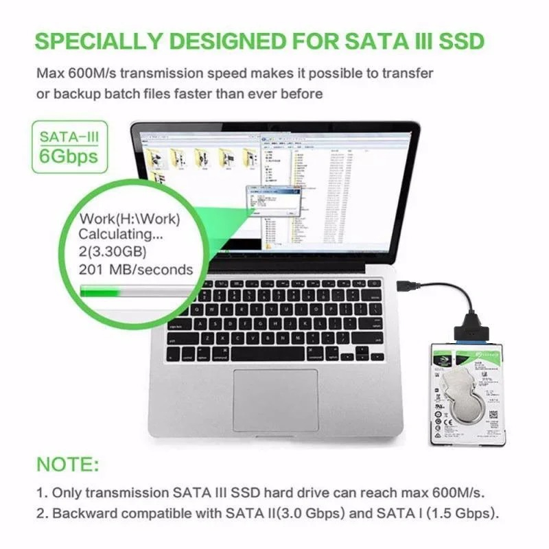 Adaptador USB 3.0 (Macho) p/ SATA3 (Macho) Externo
