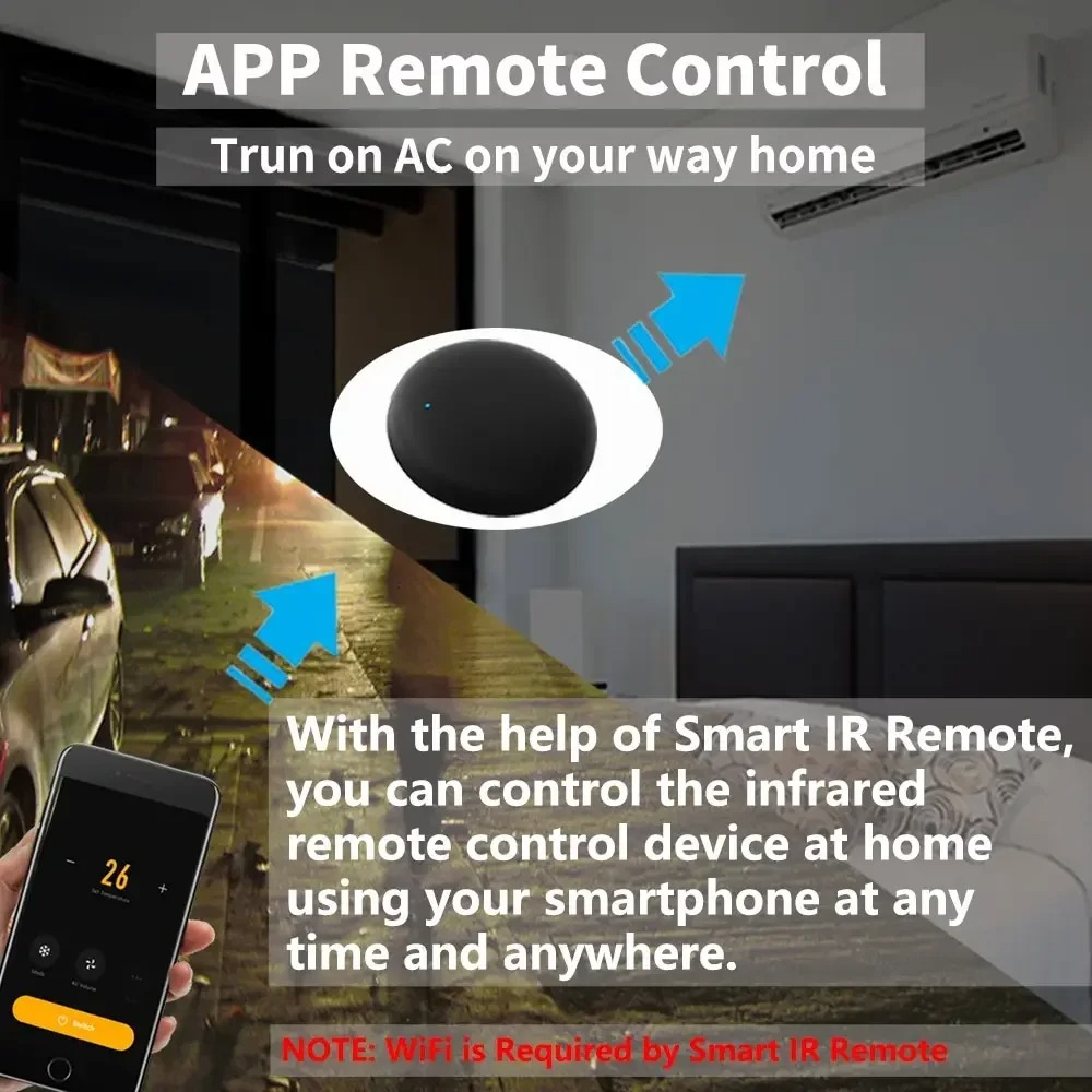 Contole Remoto IR, WIFI Smart, Tuya, Preto