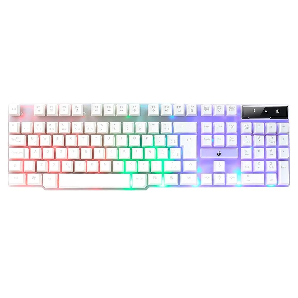Teclado Semi Mecânico Gamer Rise Mode G1 Full, Membrana, USB, Branco