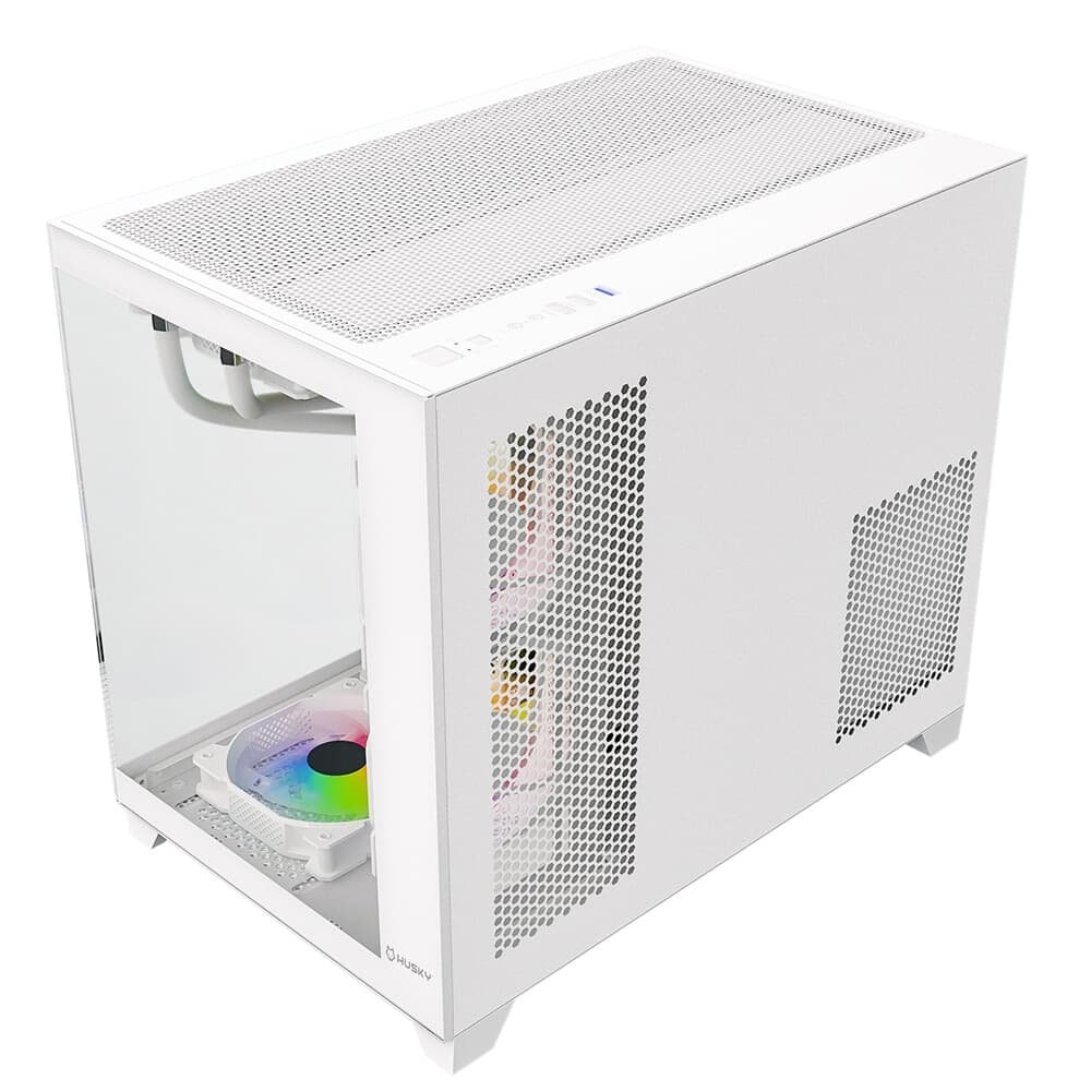 Gabinete Gamer Husky Dome 210, Mini Tower, M-ATX, Lateral e Frontal em Vidro, Sem FANs, Branco