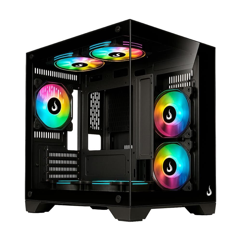 Gabinete Gamer Rise Mode Galaxy Glass M Mini, M-ATX, Lateral e Frontal em Vidro Temperado, Preto