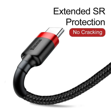 Cabo Baseus, Carregamento e Dados, 3A, USB para Tipo C, 1 Metro, Preto