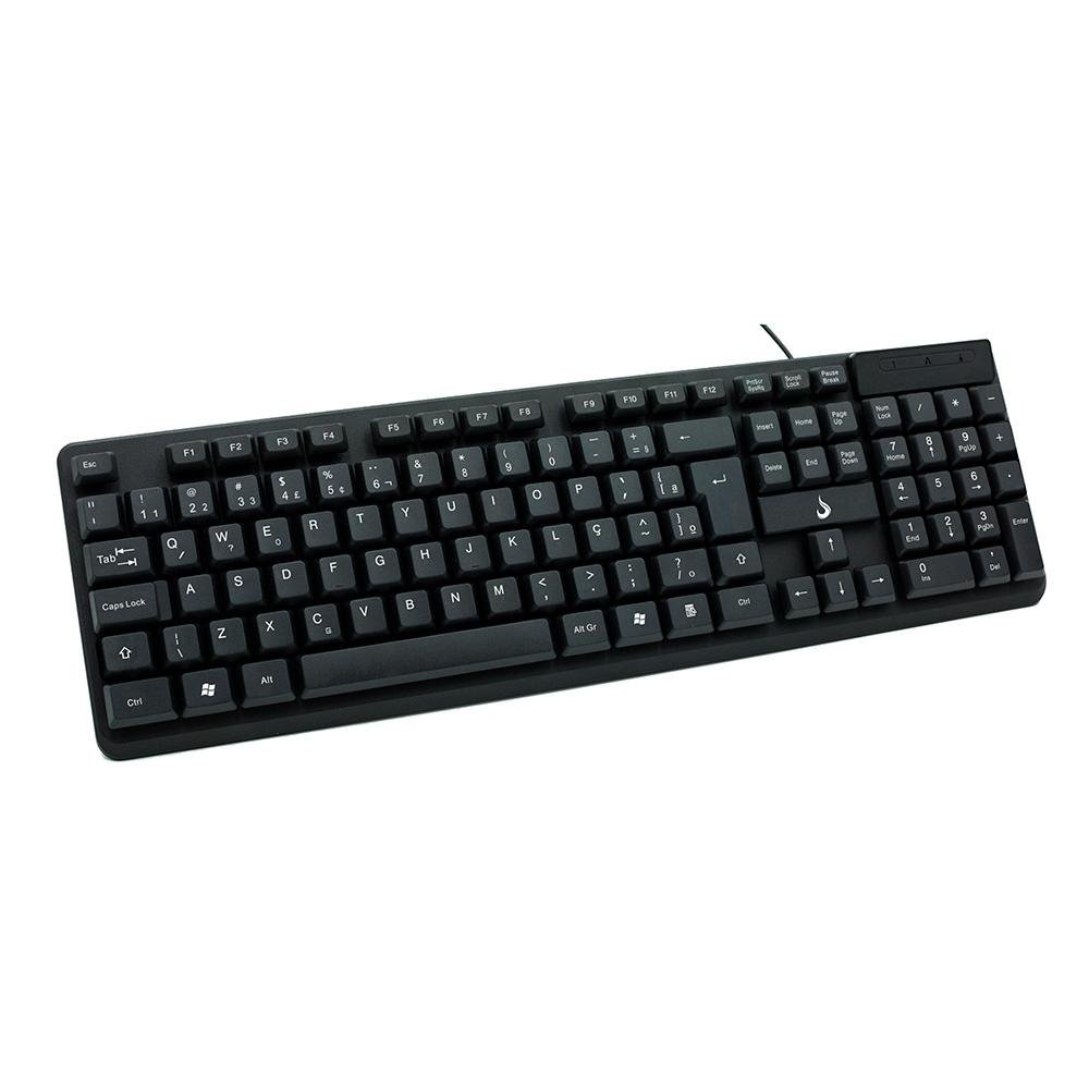 Teclado Rise Mode Office OF 01, USB, ABNT, com Teclado Numérico, Preto