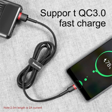 Cabo Baseus, Carregamento e Dados, 3A, USB para Tipo C, 1 Metro, Preto