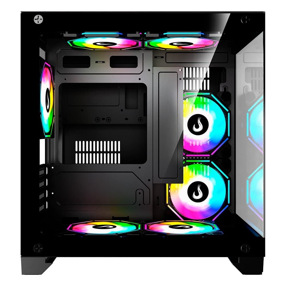 Gabinete Gamer Rise Mode Galaxy Glass M Mini, M-ATX, Lateral e Frontal em Vidro Temperado, Preto