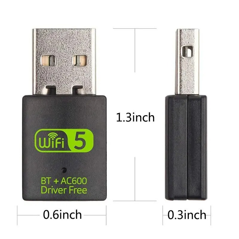 Adaptador WIFI, USB 2.0, AC600M, Dual Band, 2.4 e 5Ghz, Bluetooth 5.0