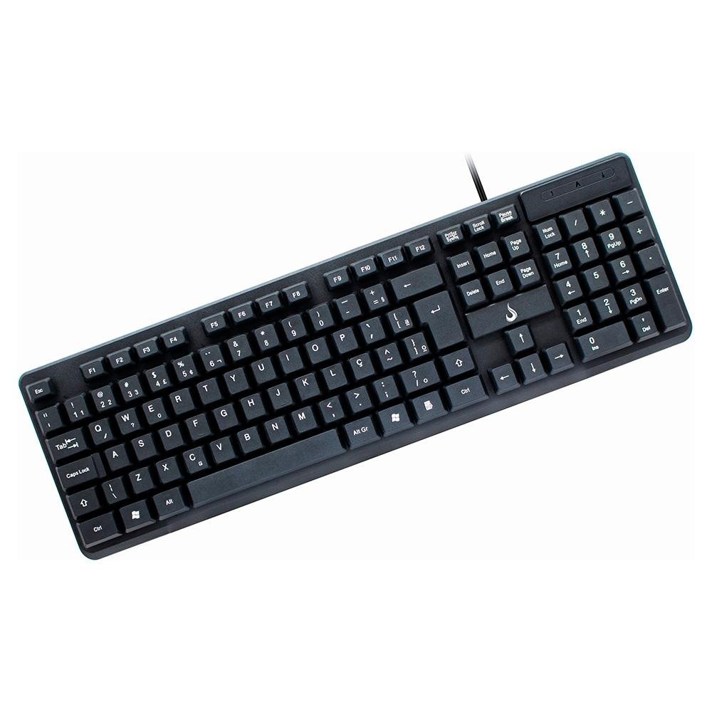 Teclado Rise Mode Office OF 01, USB, ABNT, com Teclado Numérico, Preto