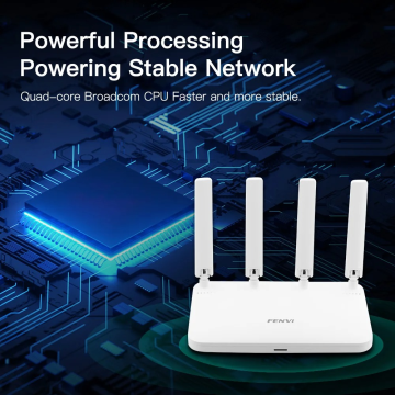 Roteador Fenvi, AX1800, 4 Antenas, Wi-Fi 6, Dual Band, 2.4G e 5Ghz Gigabyte, Com Amplificador Para Sinal