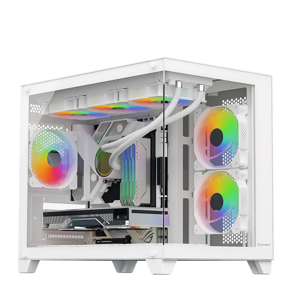 Gabinete Gamer Husky Dome 210, Mini Tower, M-ATX, Lateral e Frontal em Vidro, Sem FANs, Branco
