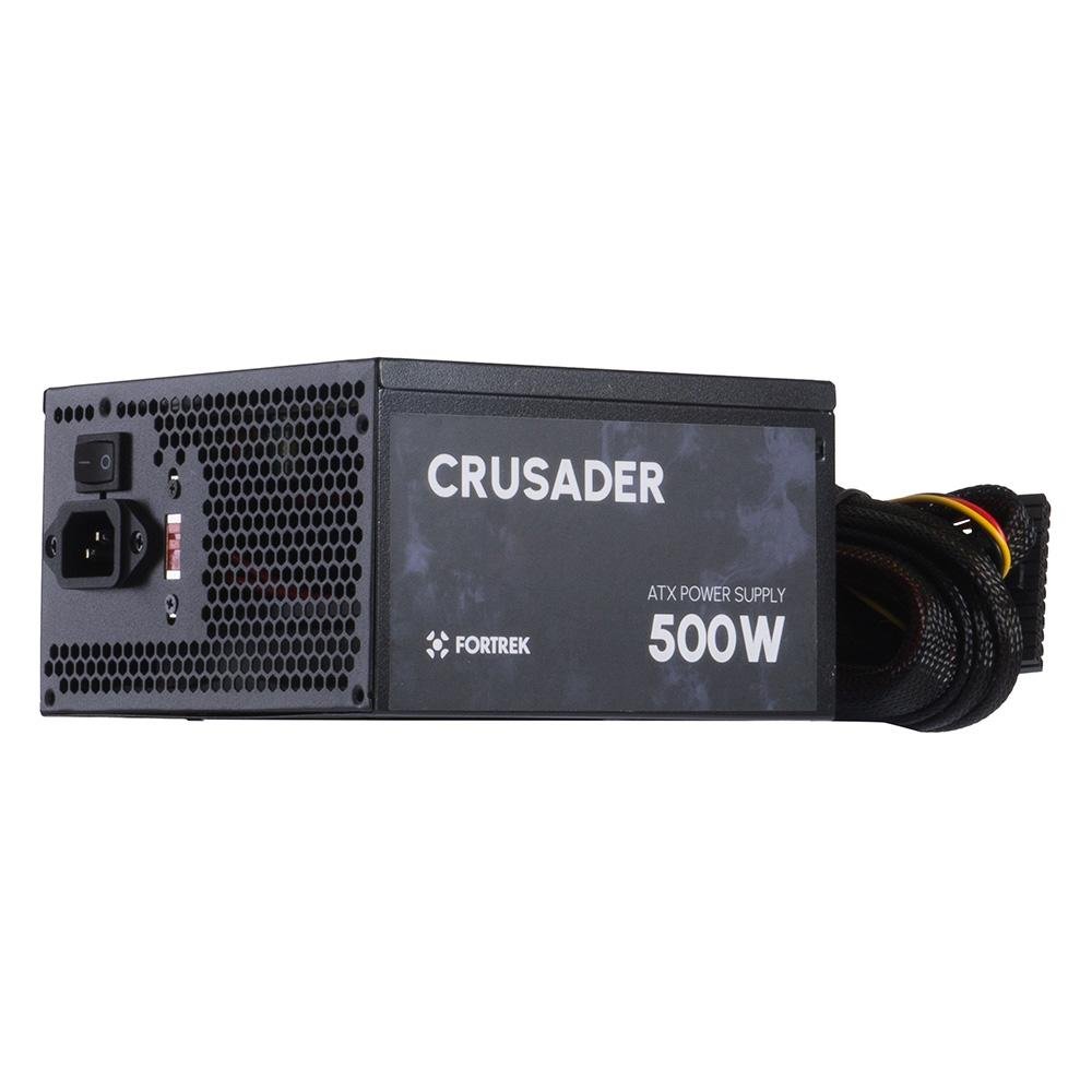 Fonte Gamer Fortrek ATX Crusader, 500W, Sem Cabo, Preto