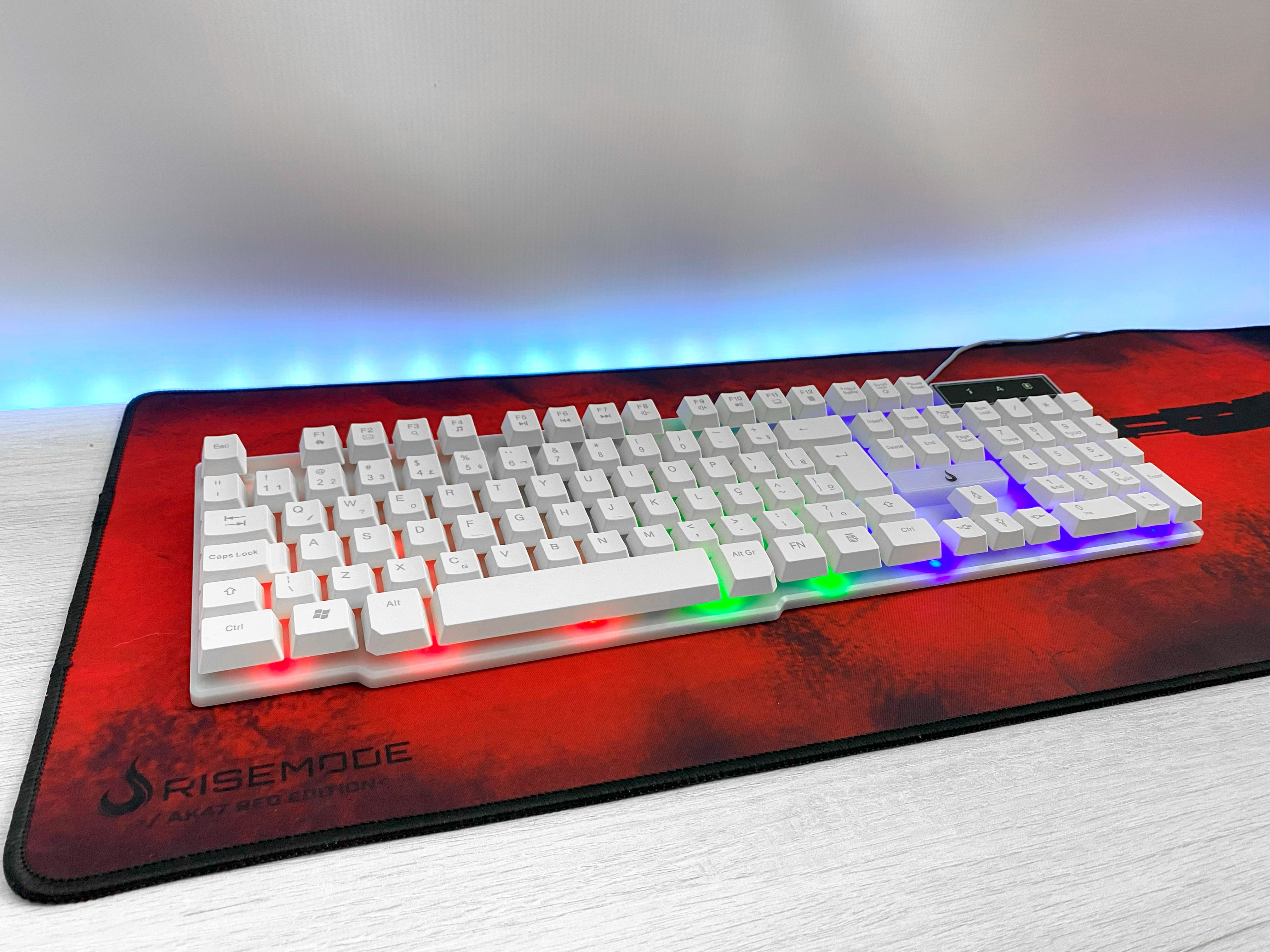 Teclado Semi Mecânico Gamer Rise Mode G1 Full, Membrana, USB, Branco