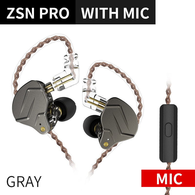 Fone De Ouvido, Intra Auricular, KZ ZSN PRO, MIC, Dynamic, 1,2m