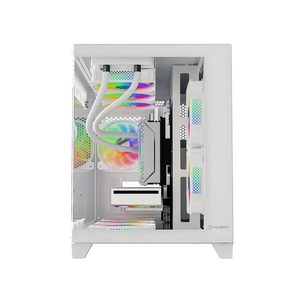 Gabinete Gamer Husky Dome 210, Mini Tower, M-ATX, Lateral e Frontal em Vidro, Sem FANs, Branco