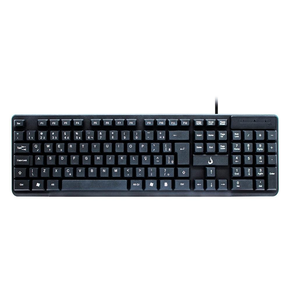 Teclado Rise Mode Office OF 01, USB, ABNT, com Teclado Numérico, Preto