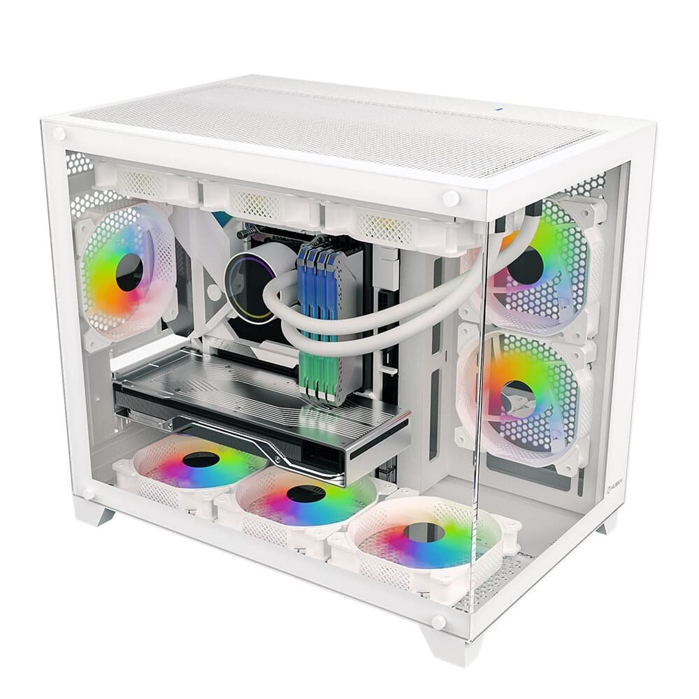 Gabinete Gamer Husky Dome 210, Mini Tower, M-ATX, Lateral e Frontal em Vidro, Sem FANs, Branco